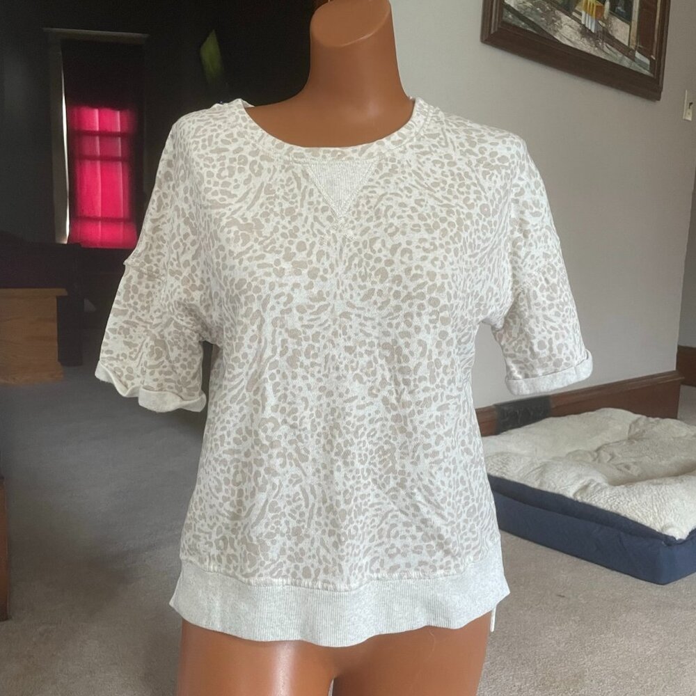 White Leopard Print Short-Sleeve Shirt - Picture 1 of 3